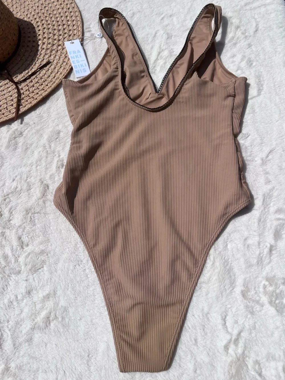 Frankie’s Bikinis Lila Ribbed One Piece In Suntanned Size Large